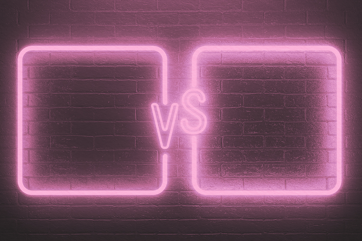 Neon light text vs between two neon borders