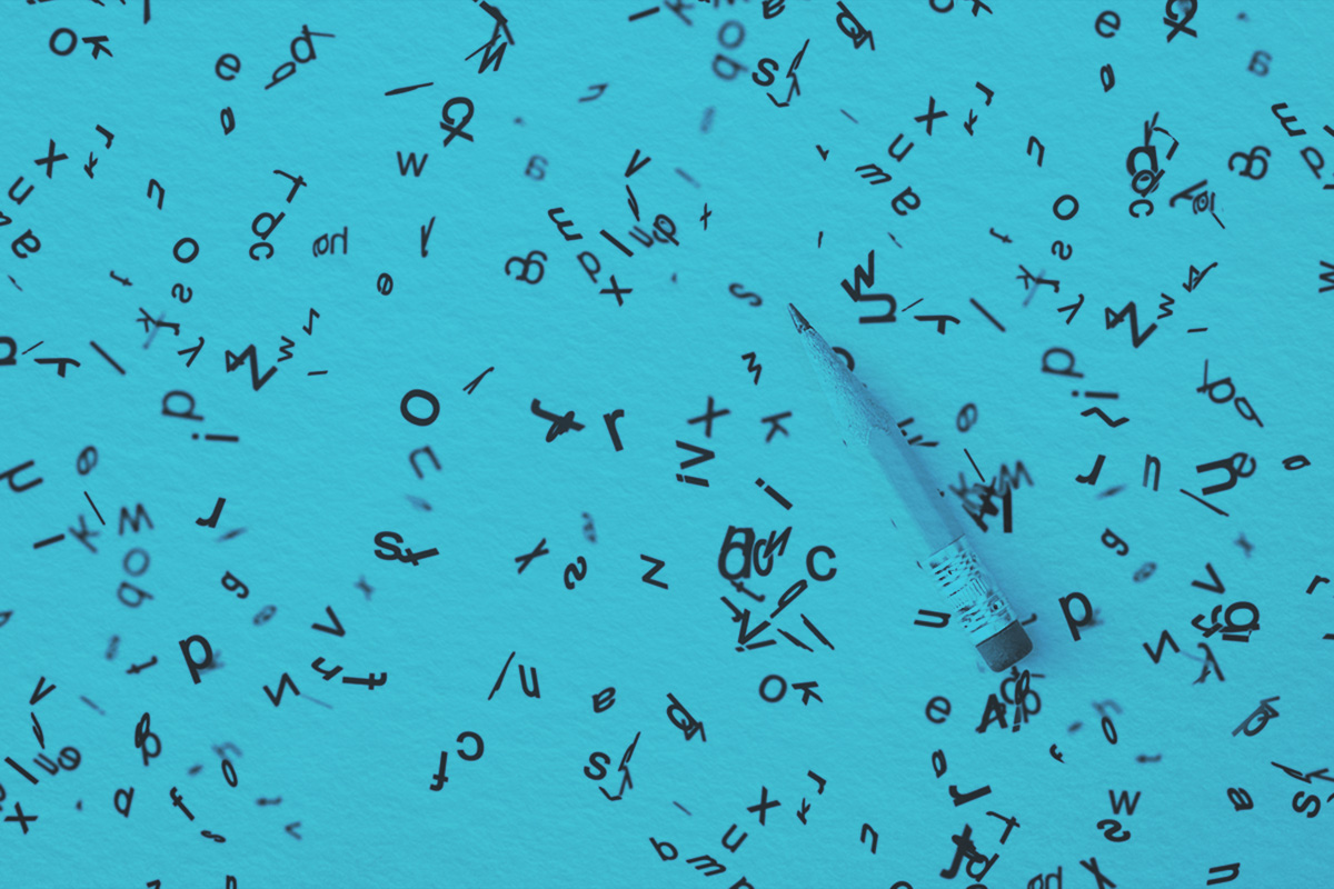 Flying letters with a sharpened pencil