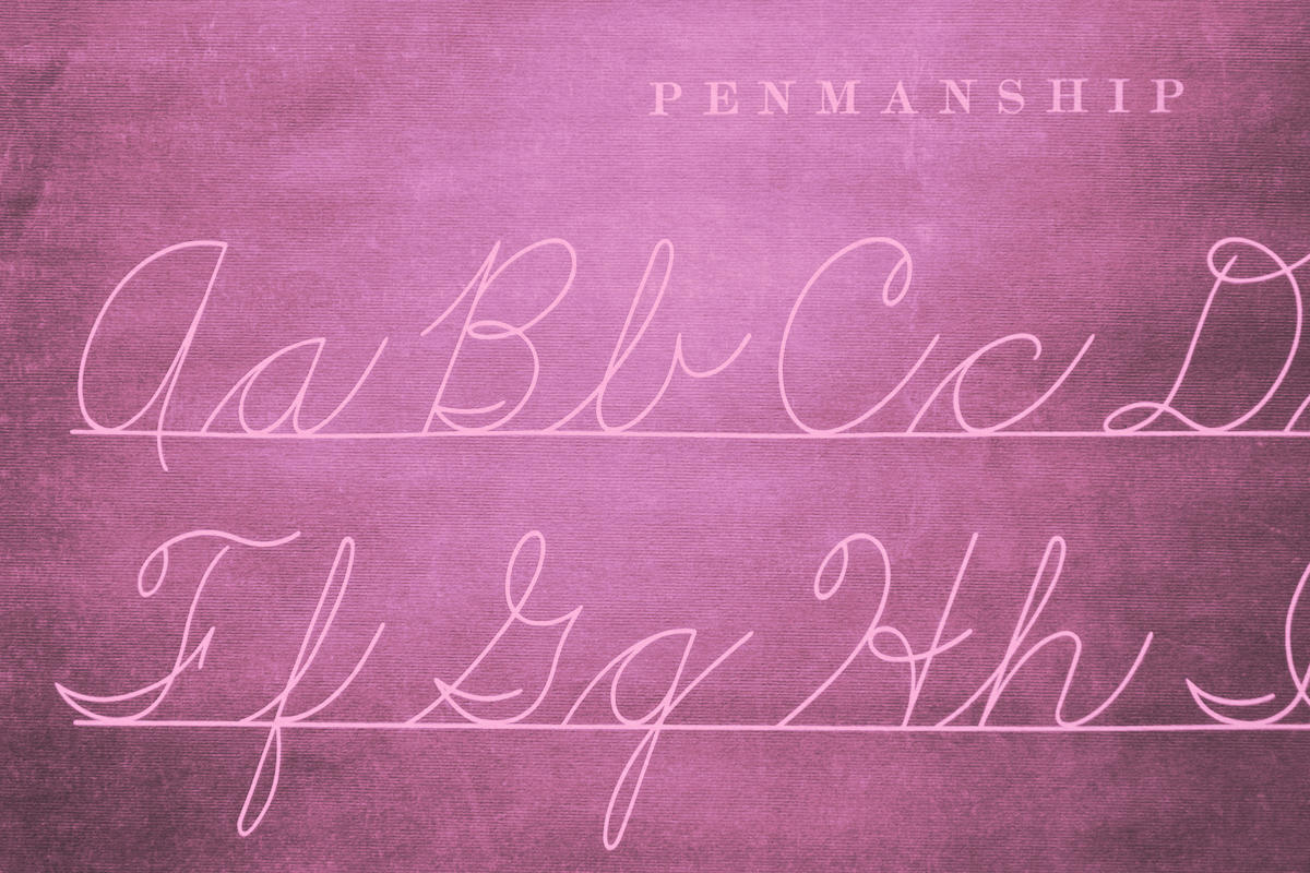 Closeup of Old-Fashioned Penmanship Guide