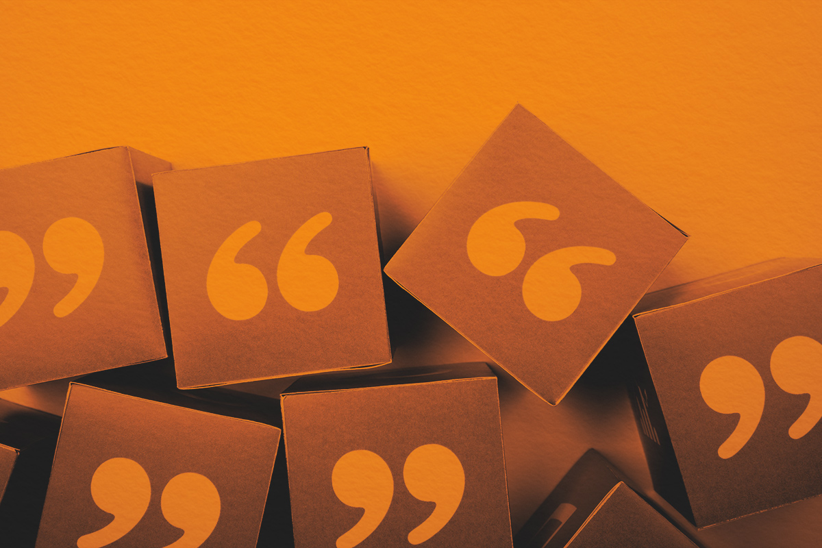 hand made cubes with quotation marks