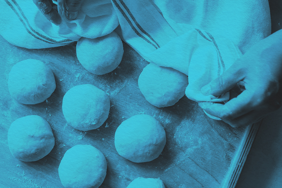 Close-up of dough before being baked