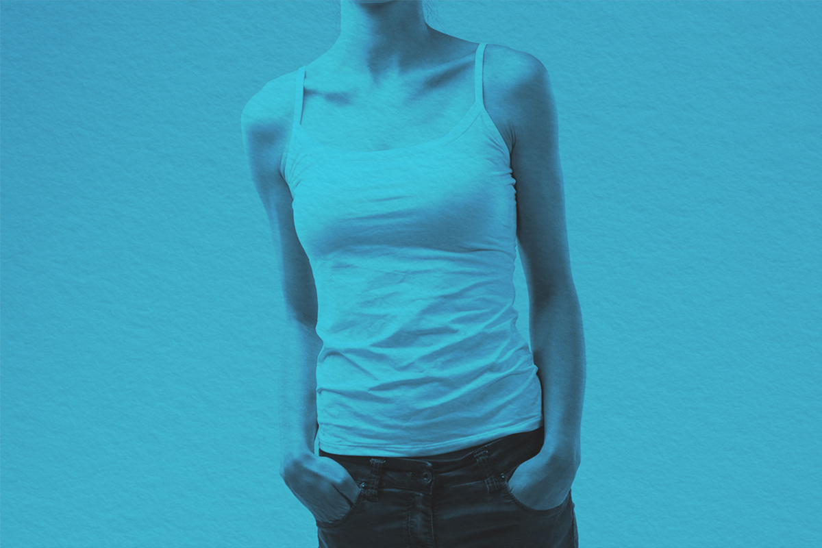 Close-up of a white tank top