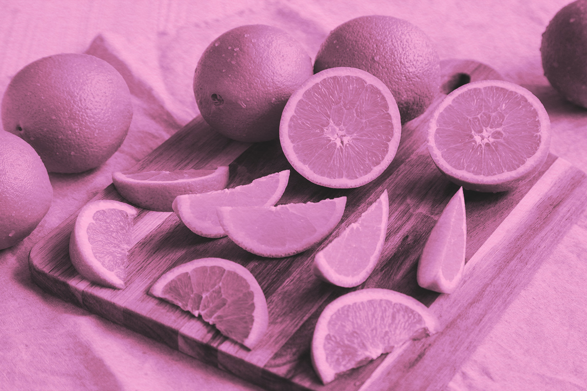 Oranges on wooden background