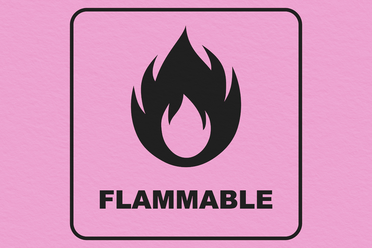 Fire warning flammable sign