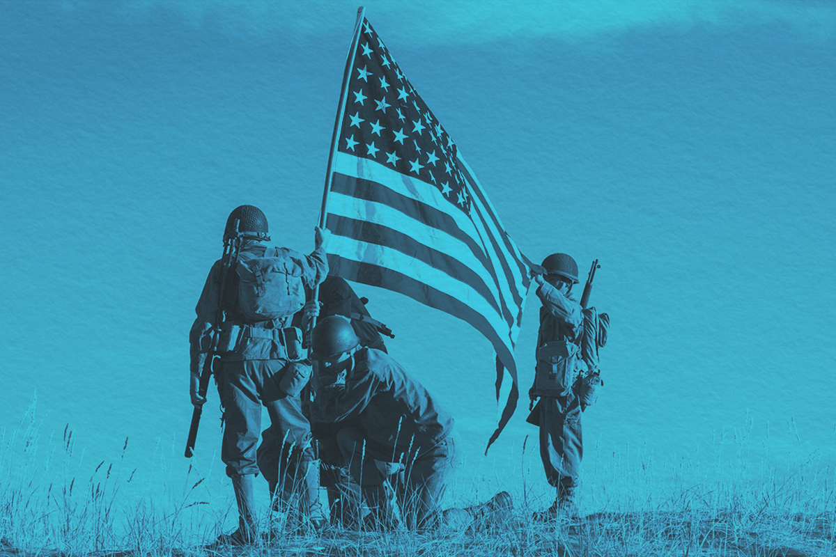Soldiers Raising the US Flag