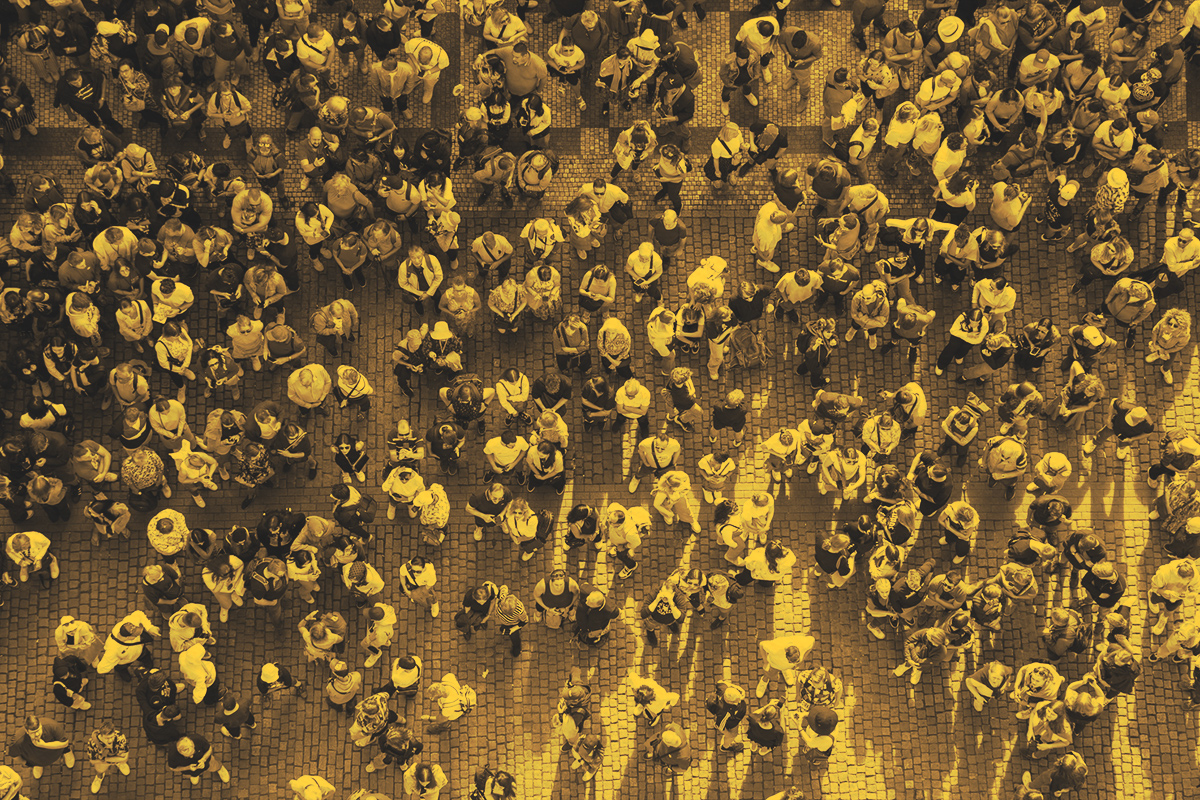 Crowd of people, aerial view