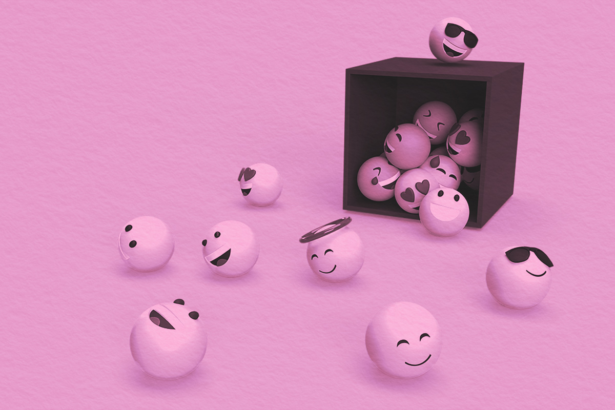 Emoticons coming out of a black box