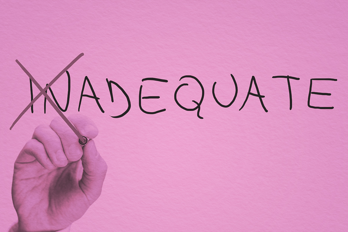 the word inadequate written on board