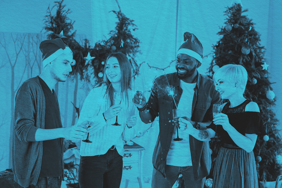 Group of friends celebrating the holiday