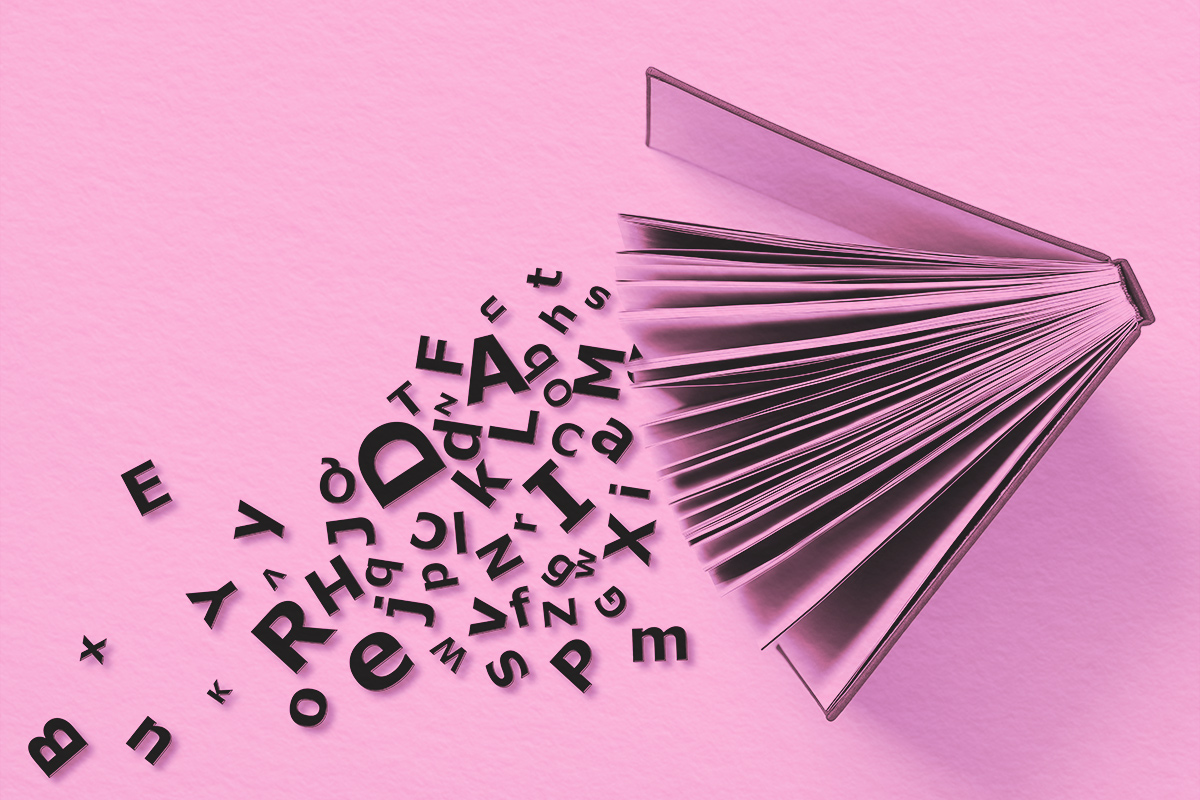 Open book with letters scrambled