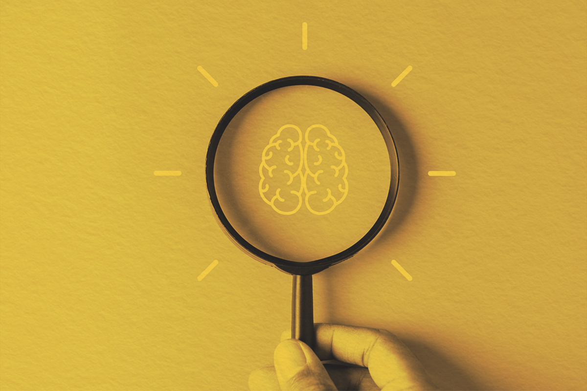 Magnifying glass with a brain