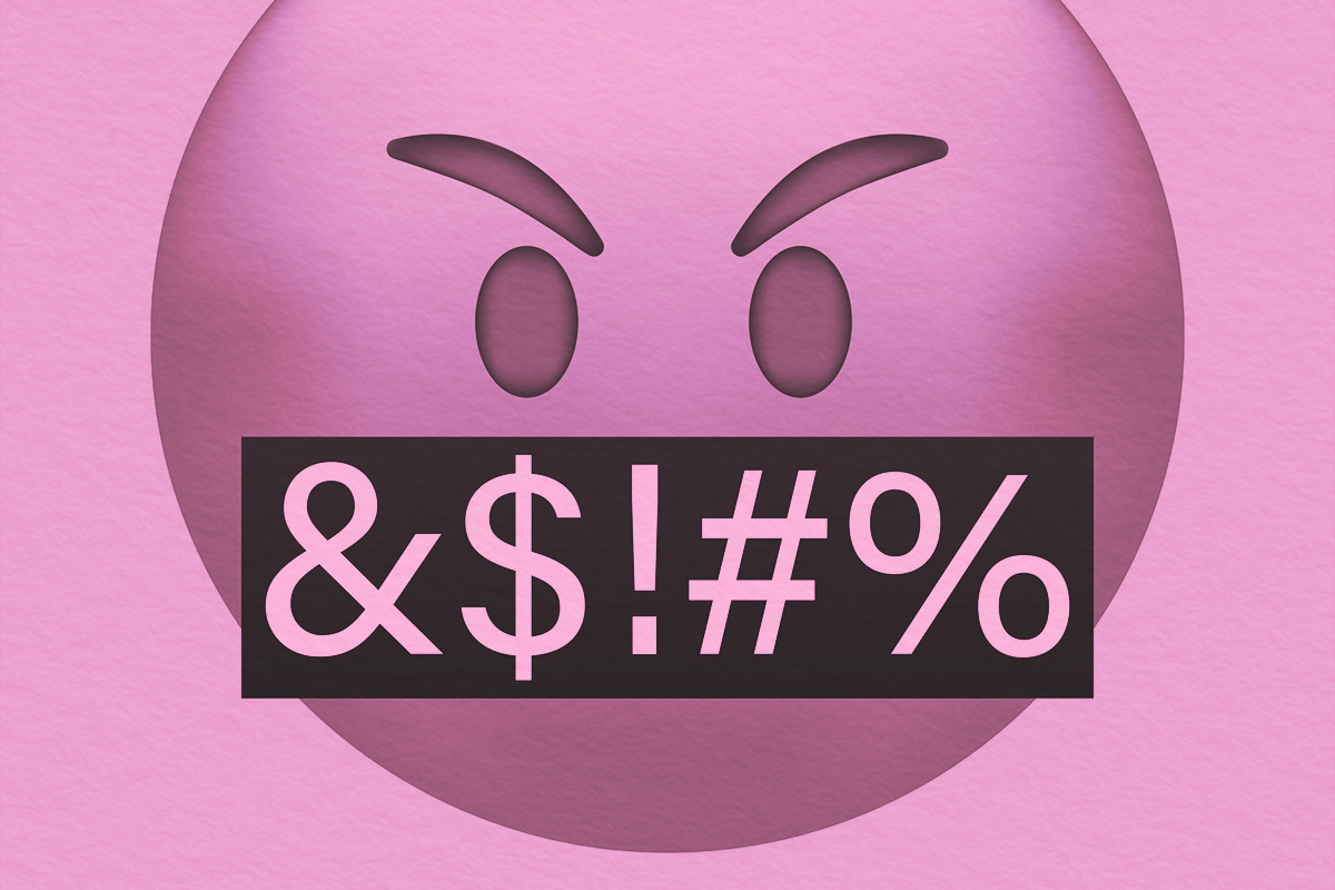 Emoticon with swear words censored by grawlix symbols