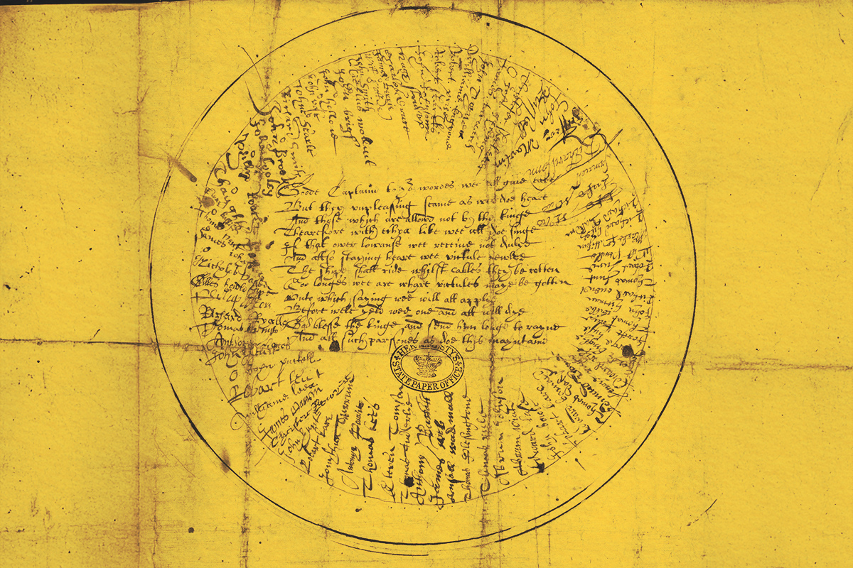 Round Robin letter addressed to a ship’s captain in King Charles I’s service