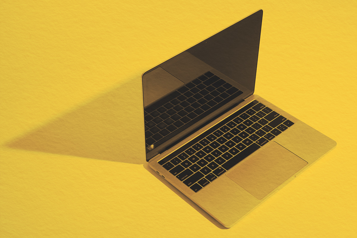 Computer on isolated background