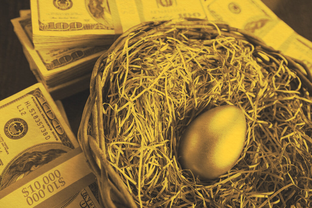 Egg in Nest with Thousands of Dollars on Table