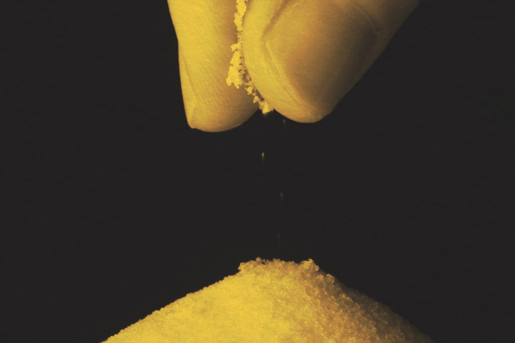 Close-up of a pinch of salt
