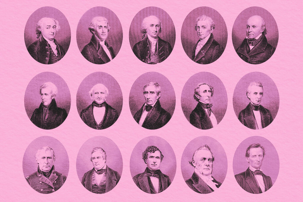 portraits of the Presidents of the United States of America from 1797 to 1865