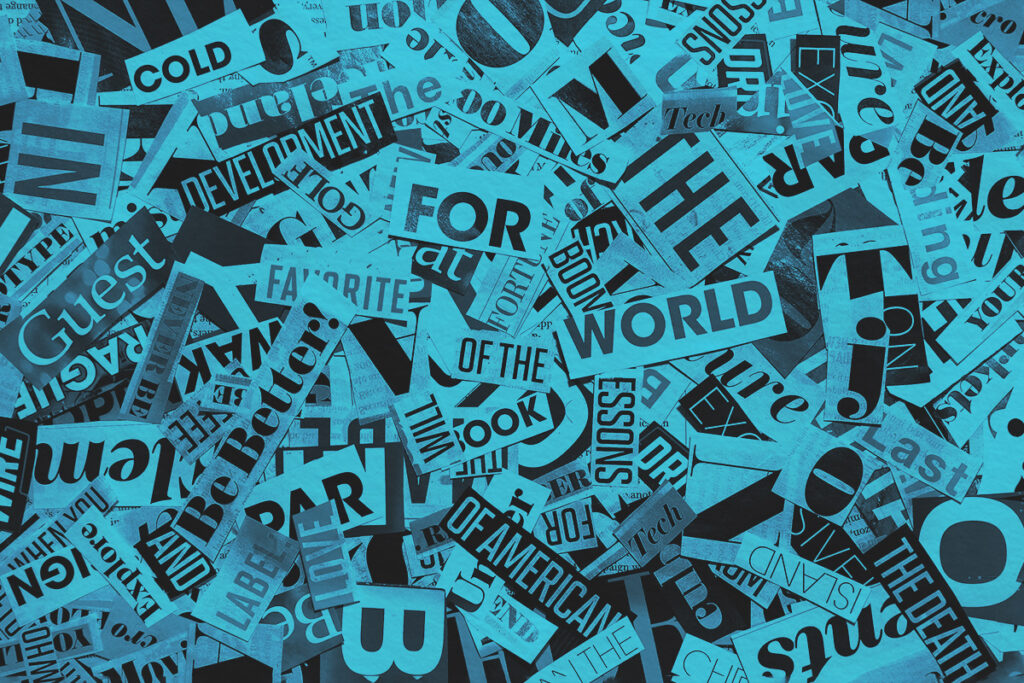 Collage of words cut from magazine