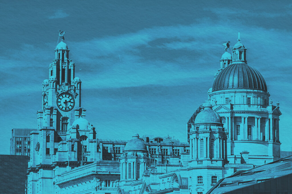 Royal liver building and port of liverpool building standing tall at waterfront