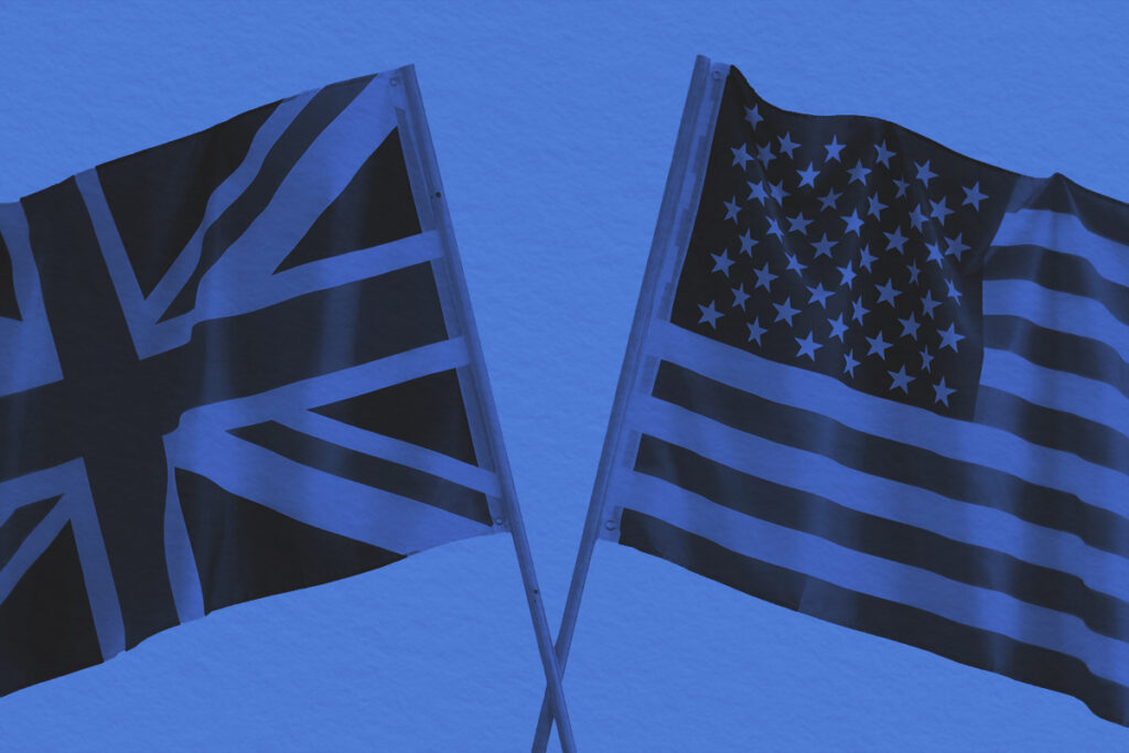 UK flag and USA flag